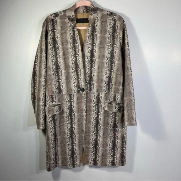 Anthropologie BLANKNYC faux snake skin suede coat Size S Color Black/Tan